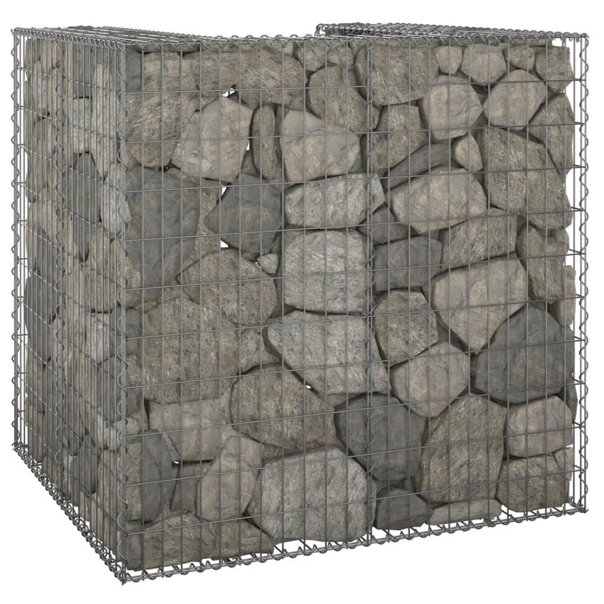 1ER Gabionen Mülltonnenbox ESOL | 110x110x100cm| Mülltonnenverkleidung für 1 Tonne - Silberfarben, Metall (110/110/100cm) - DELUKE