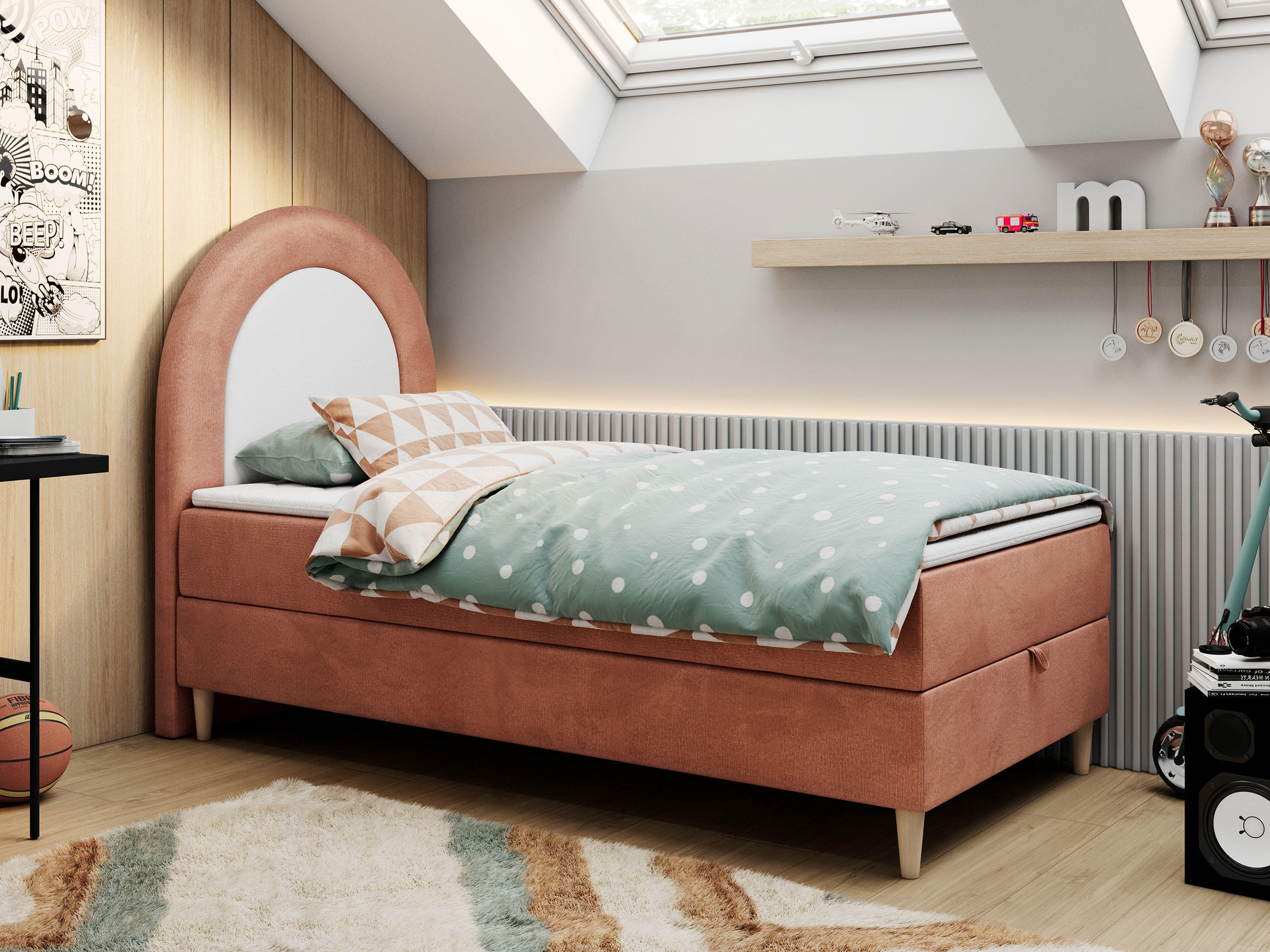 BOXBETT NEST 90/180 Rosa Velvet hydrophob - H3 - Hellrosa, Holz/Textil (90/180cm) - MKS