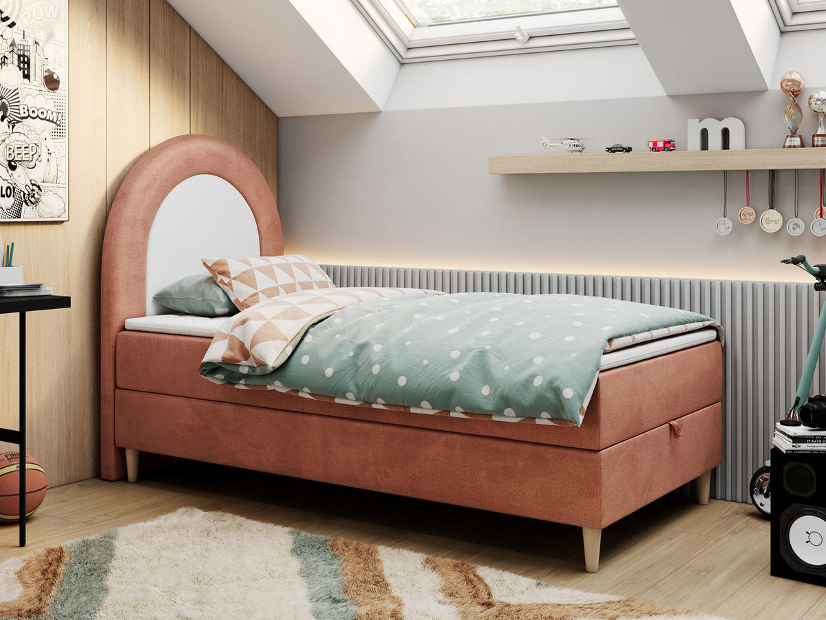 BOXBETT NEST 90/180 Rosa Velvet hydrophob - H3 - Hellrosa, Holz/Textil (90/180cm) - MKS