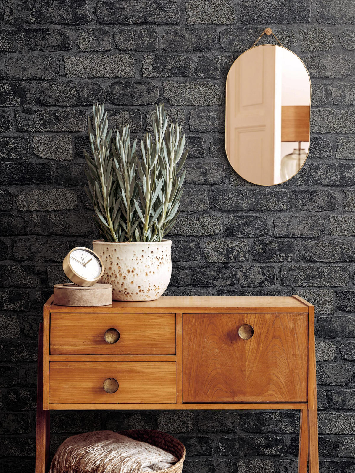 VLIESTAPETE Steinoptik Tapete schwarz - Schwarz, Papier (53/1005cm) - marburg