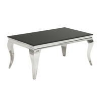 COUCHTISCH MODERN BAROCK Glas Schwarz 100 cm - Silberfarben/Schwarz, Glas/Metall (60/100/45cm) - riess-ambiente