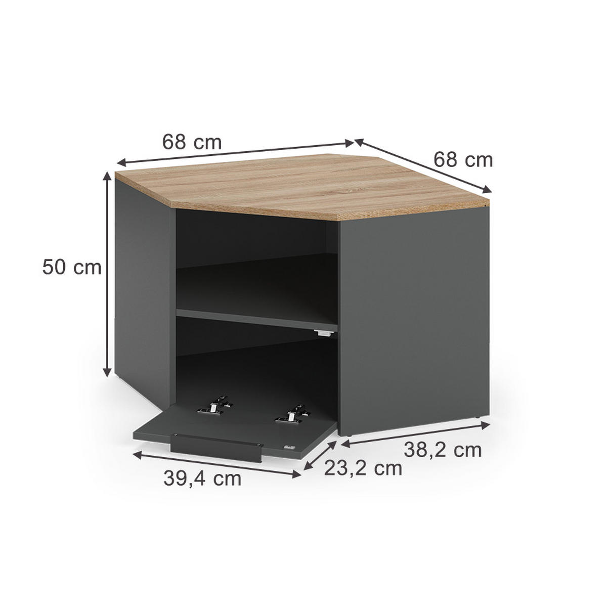 SPODNÁ DOSKA Wido antracitová - antracitová, kompozitné drevo (68/50/68cm) - Vicco