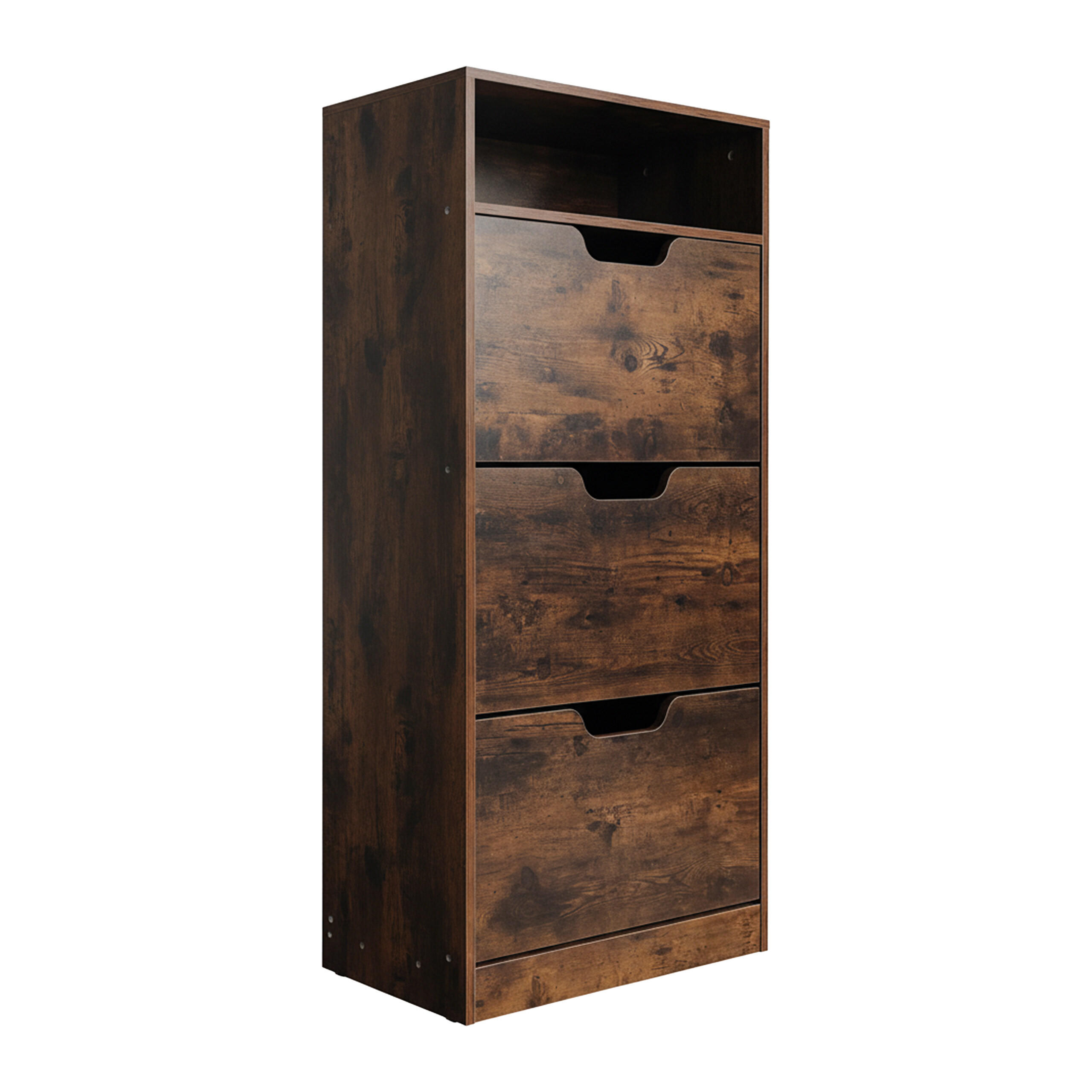 SKOSKÅP Brun trädekor 3-fack 140 cm 140/60/24 cm
