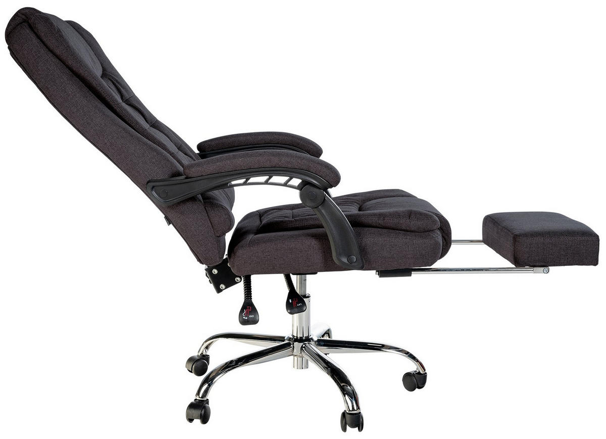 CHEFSESSEL Stoff schwarz - Chromfarben/Schwarz, Textil/Metall (67/115/68cm) - CLP