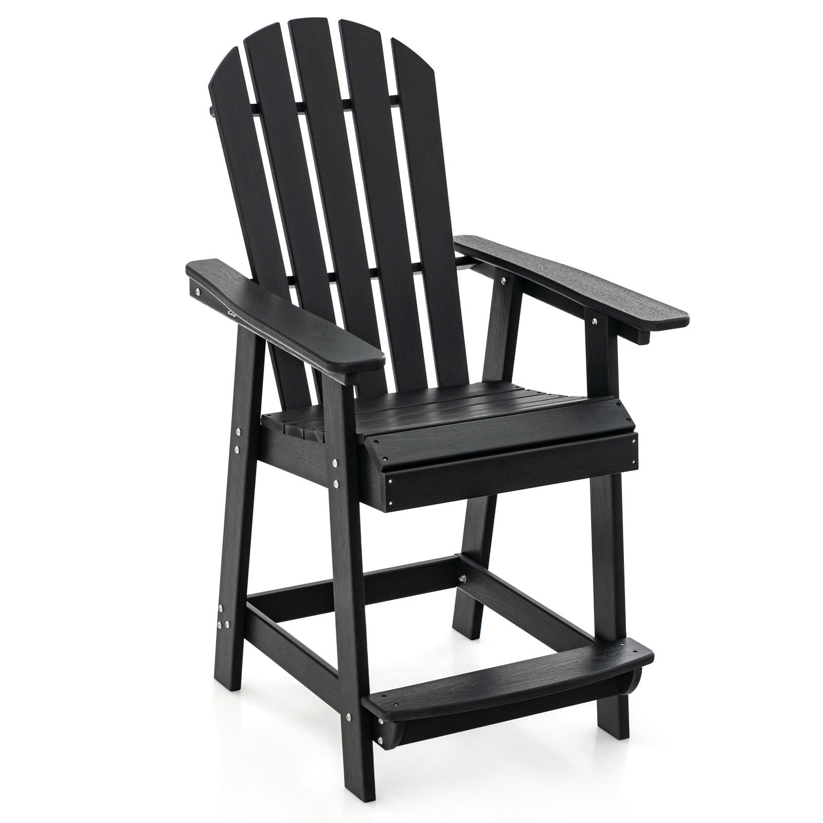 STUHL Hoher Adirondack Schwarz - Schwarz, Kunststoff (85/119/70cm) - COSTWAY