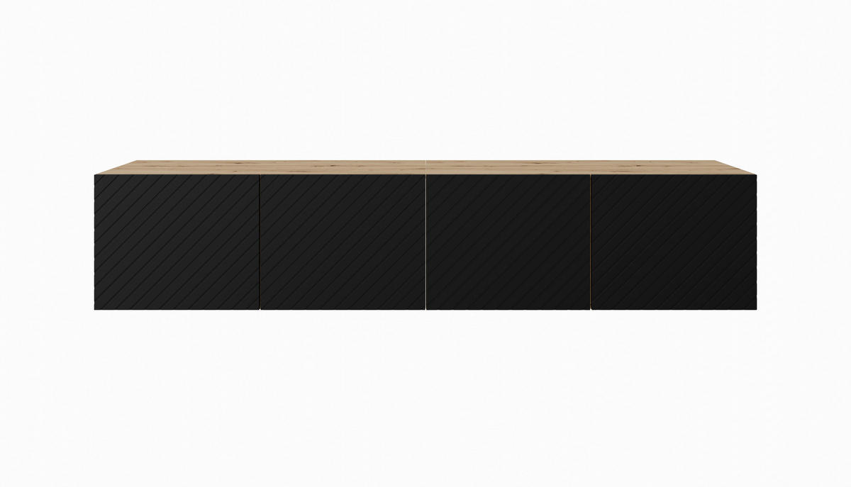 TV-SCHRANK KLER - Schwarz/Eiche Artisan, Holzwerkstoff (200/41/40cm) - Meblini