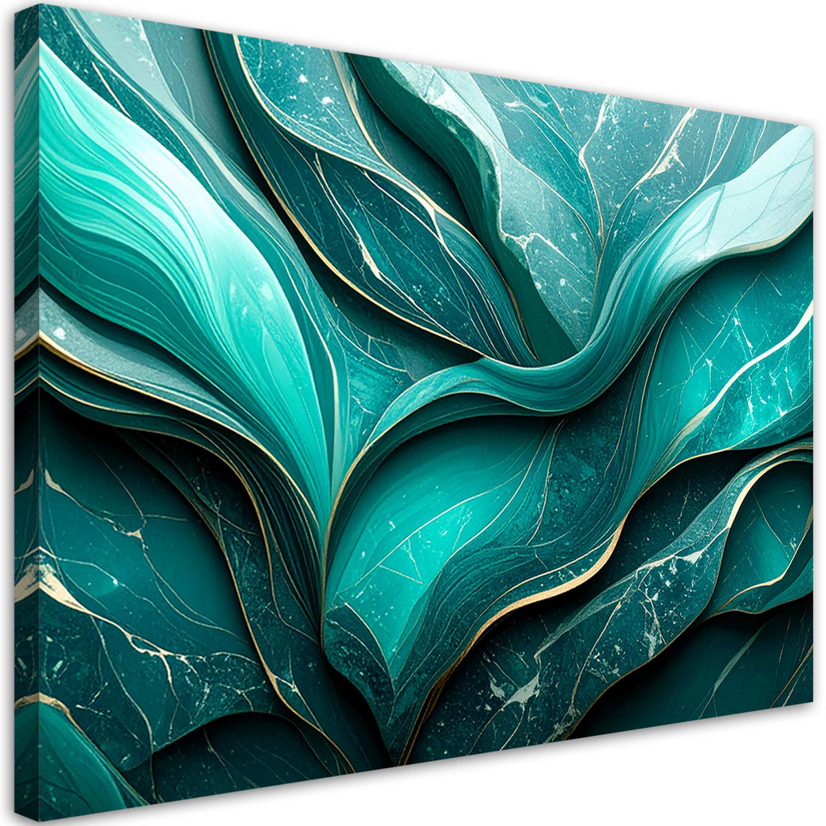 LEINWANDBILD Marmor Türkis Abstraktion 90x60cm - Türkis, Textil (90/60cm) - Feeby