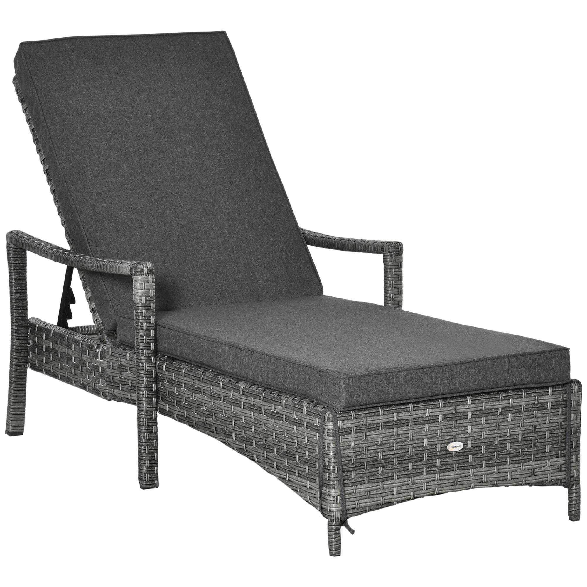 SONNENLIEGE Polyrattan, Grau - Grau, Metall (72/52.5/192cm) - Outsunny