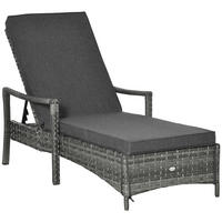 SONNENLIEGE Polyrattan, Grau - Grau, Metall (72/52.5/192cm) - Outsunny