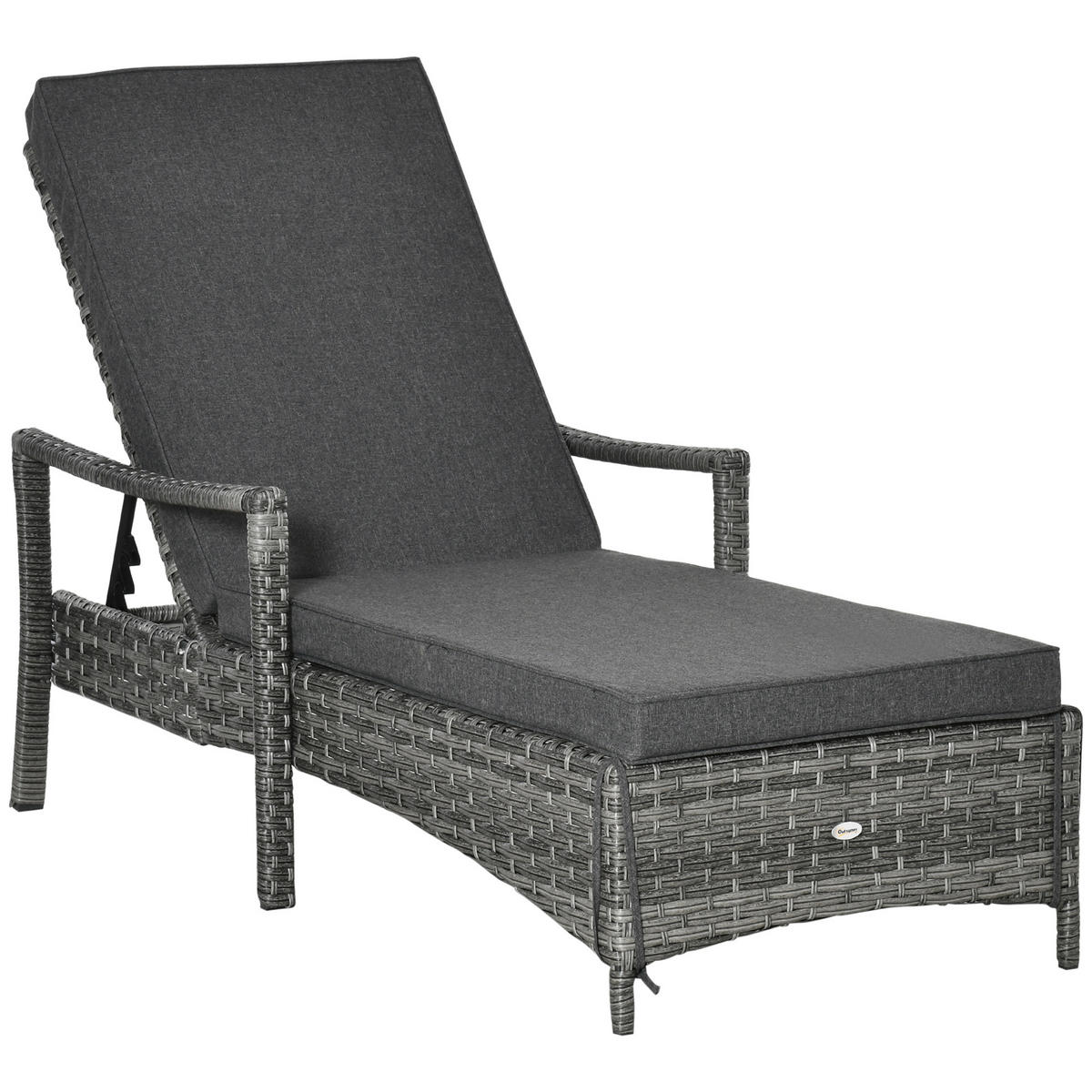 SONNENLIEGE Polyrattan, Grau - Grau, Metall (72/52.5/192cm) - Outsunny