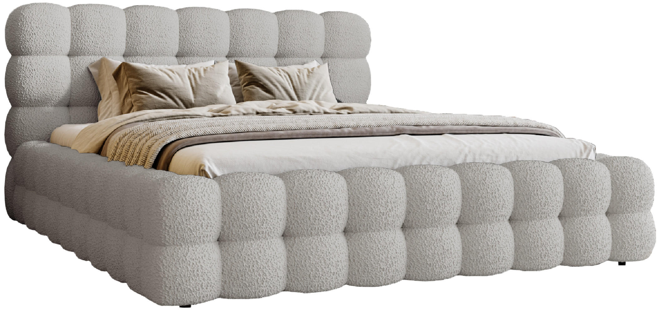 POLSTERBETT 140x200 cm Parlas Bis, Bettkasten, Lattenrost, Boucle, Hellgrau - Hellgrau, Holz/Textil (140/200cm) - Emporius