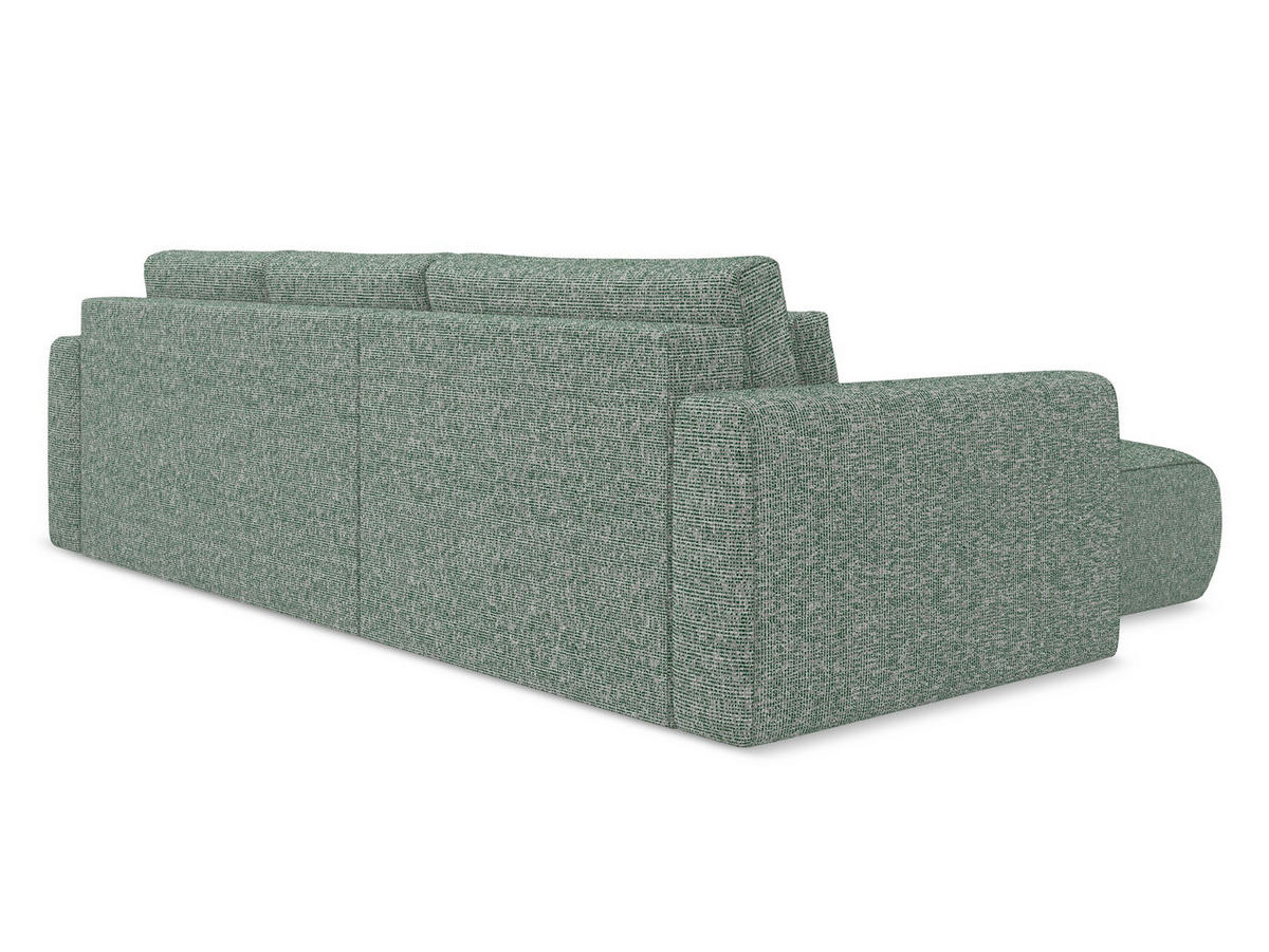 ECKSOFA mit Schlaffunktion Strukturstoff Stoff Grün - Schwarz/Hellgrün, Kunststoff/Textil (149/278cm) - Makamii