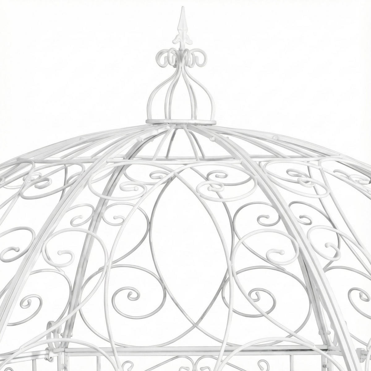 PAVILLON Liv Antik 284x263x313cm Metall Weiß Gartenpavillon - Weiß, Metall (284/313/263cm) - DELUKE