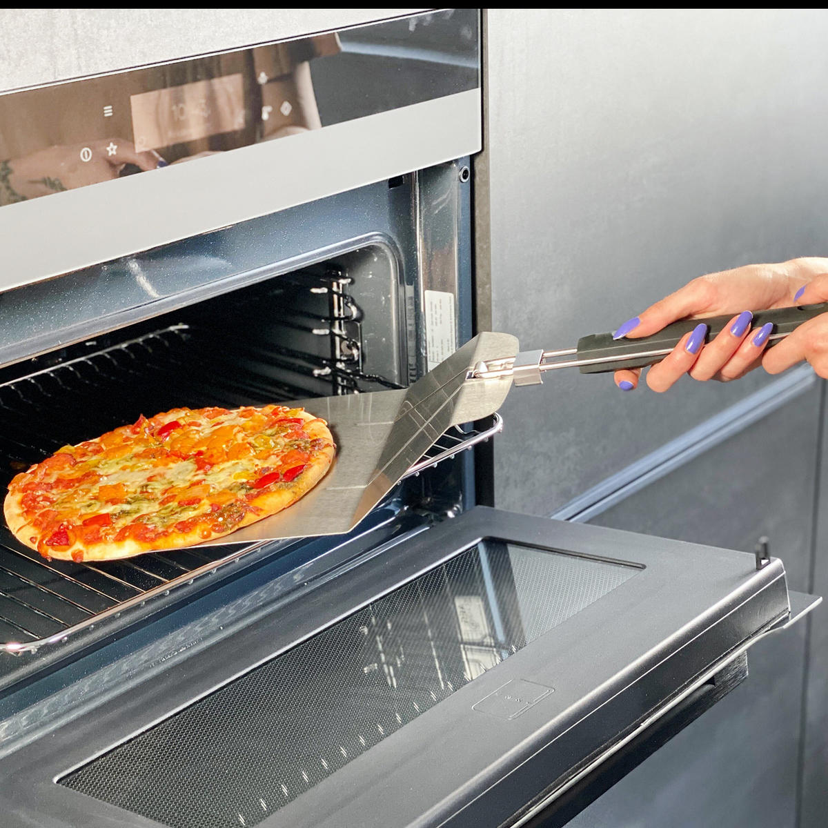PIZZASCHAUFEL faltbar 54 x 25.5 x 5 cm - Silberfarben, Metall (24.5/6.5/53.5cm) - Intirilife