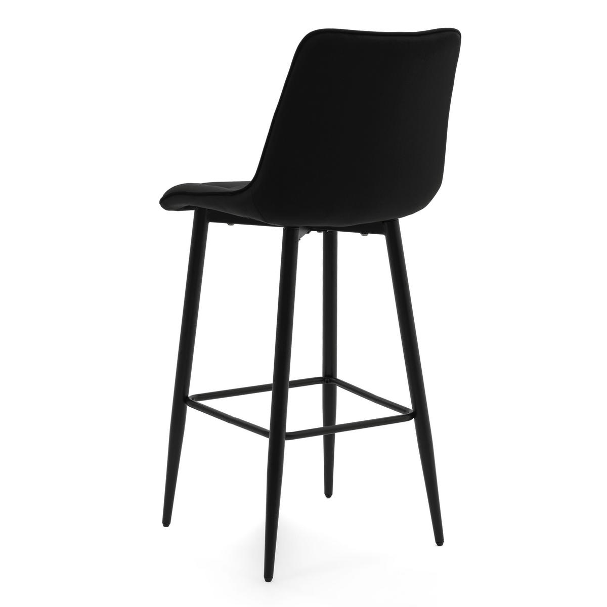 BARHOCKER CHIC gespolsterter mit Steppung - schwarz - Samt Velours - Schwarz, Textil/Metall (46/109/56cm) - NEW HOME