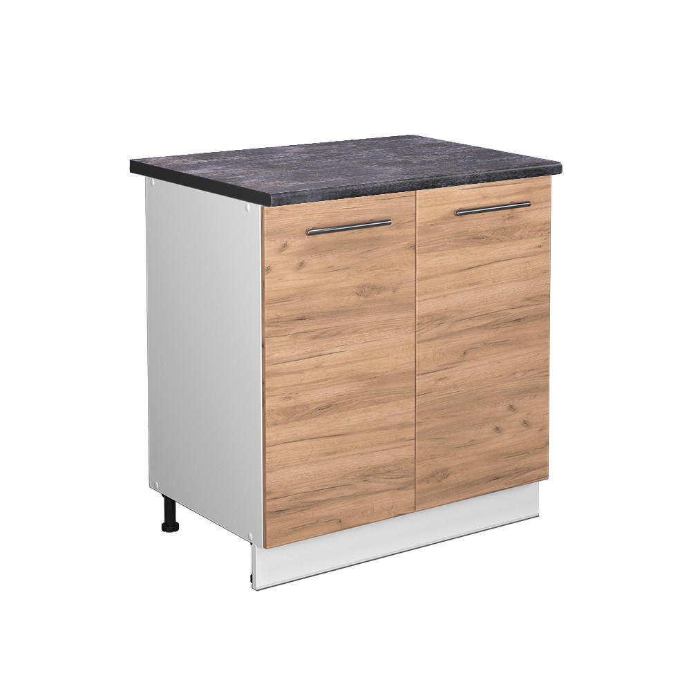SPÜLENUNTERSCHRANK Fame-Line Goldkraft Eiche 80 cm mit Regal AP Anthrazit - Honigeiche/Eiche Wotan, Holzwerkstoff (80/82/60cm) - Vicco