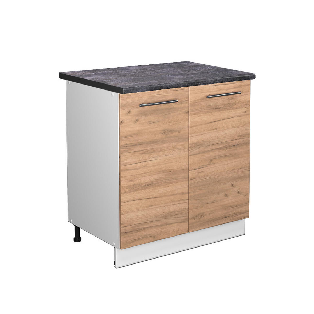 SPÜLENUNTERSCHRANK Fame-Line Goldkraft Eiche 80 cm mit Regal AP Anthrazit - Eiche Wotan/Weiß, Holzwerkstoff (80/82/60cm) - Vicco