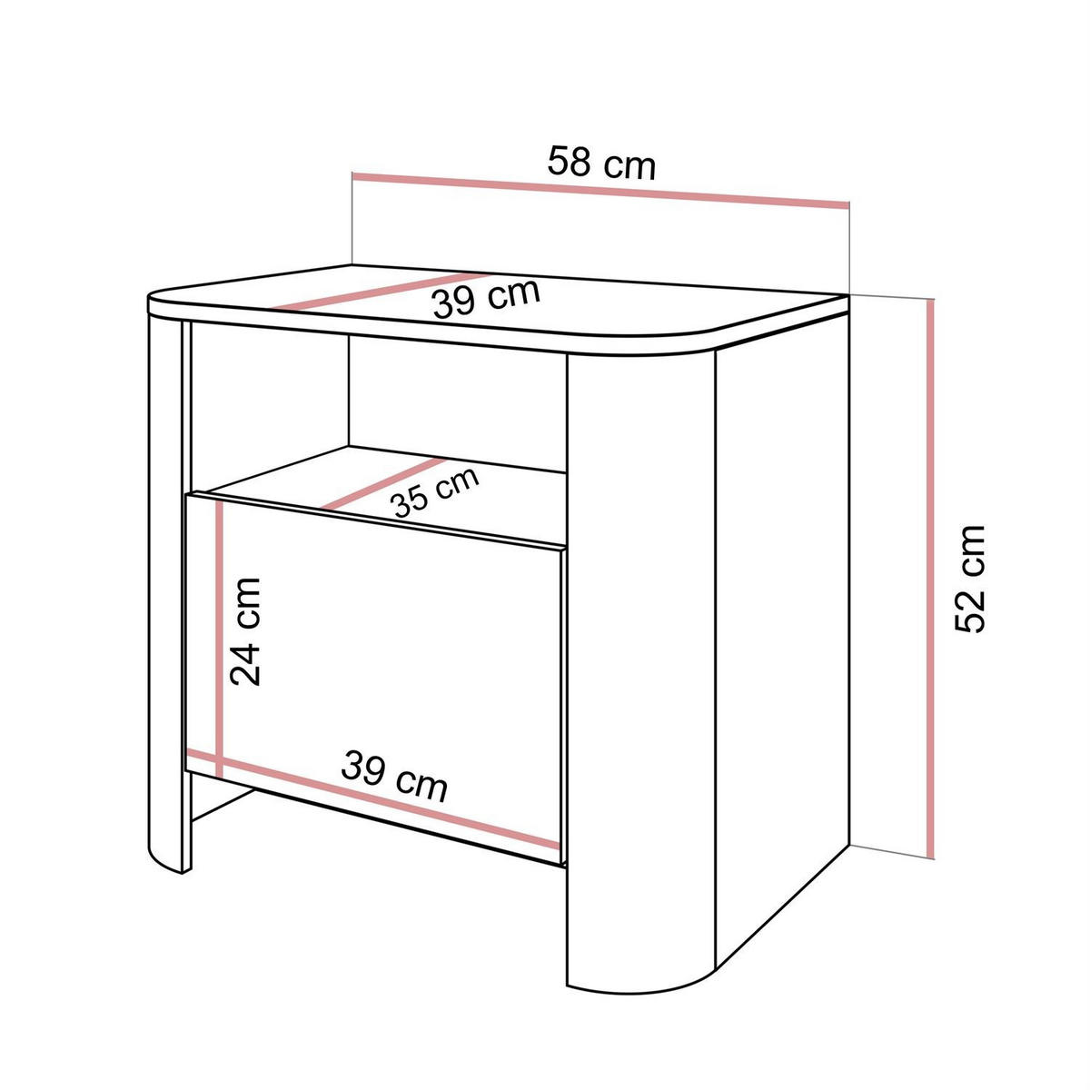 NACHTTISCH DESTINY II S-58 - Eichefarben, Holzwerkstoff (58/52/39cm) - Lookway