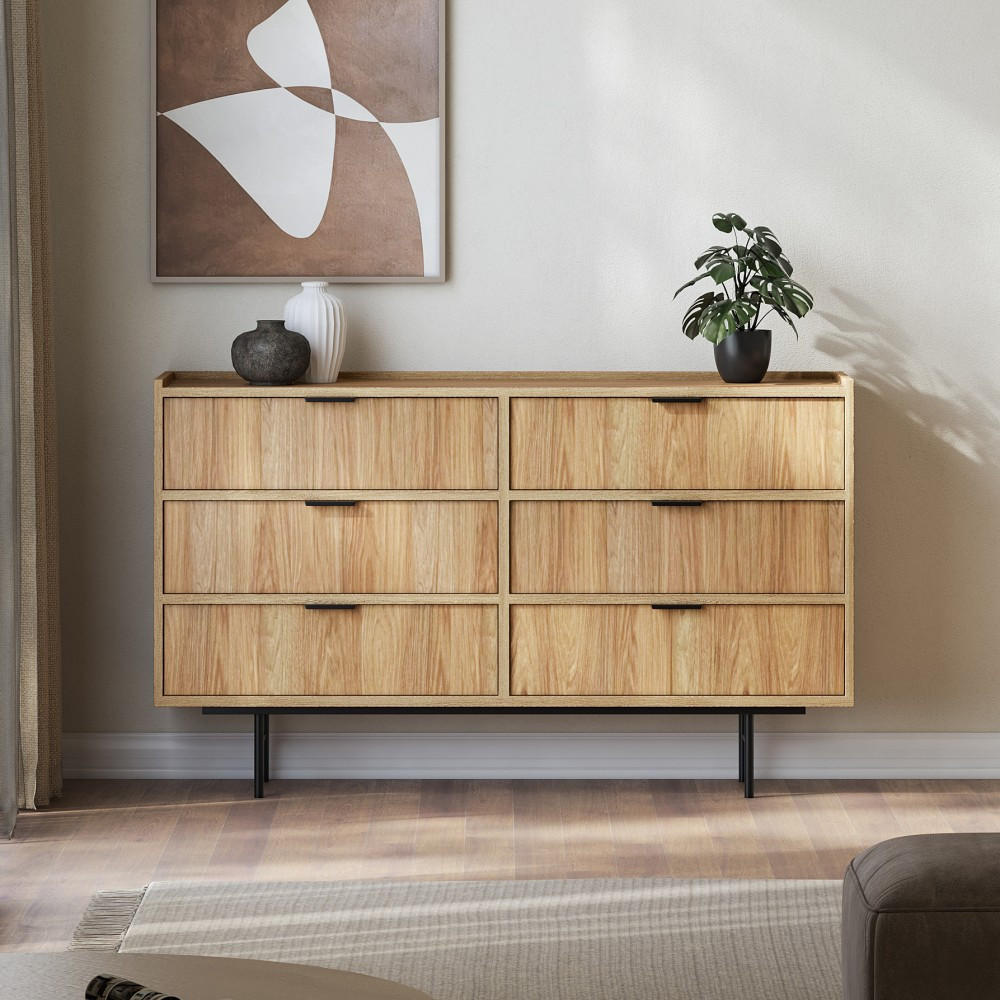 Thumbnail - Beautysofa Kommode, Hellbraun, Holzwerkstoff, 6 Schubladen, 150x90x40 cm, Wohnzimmer, Kommoden & Sideboards, Kommoden