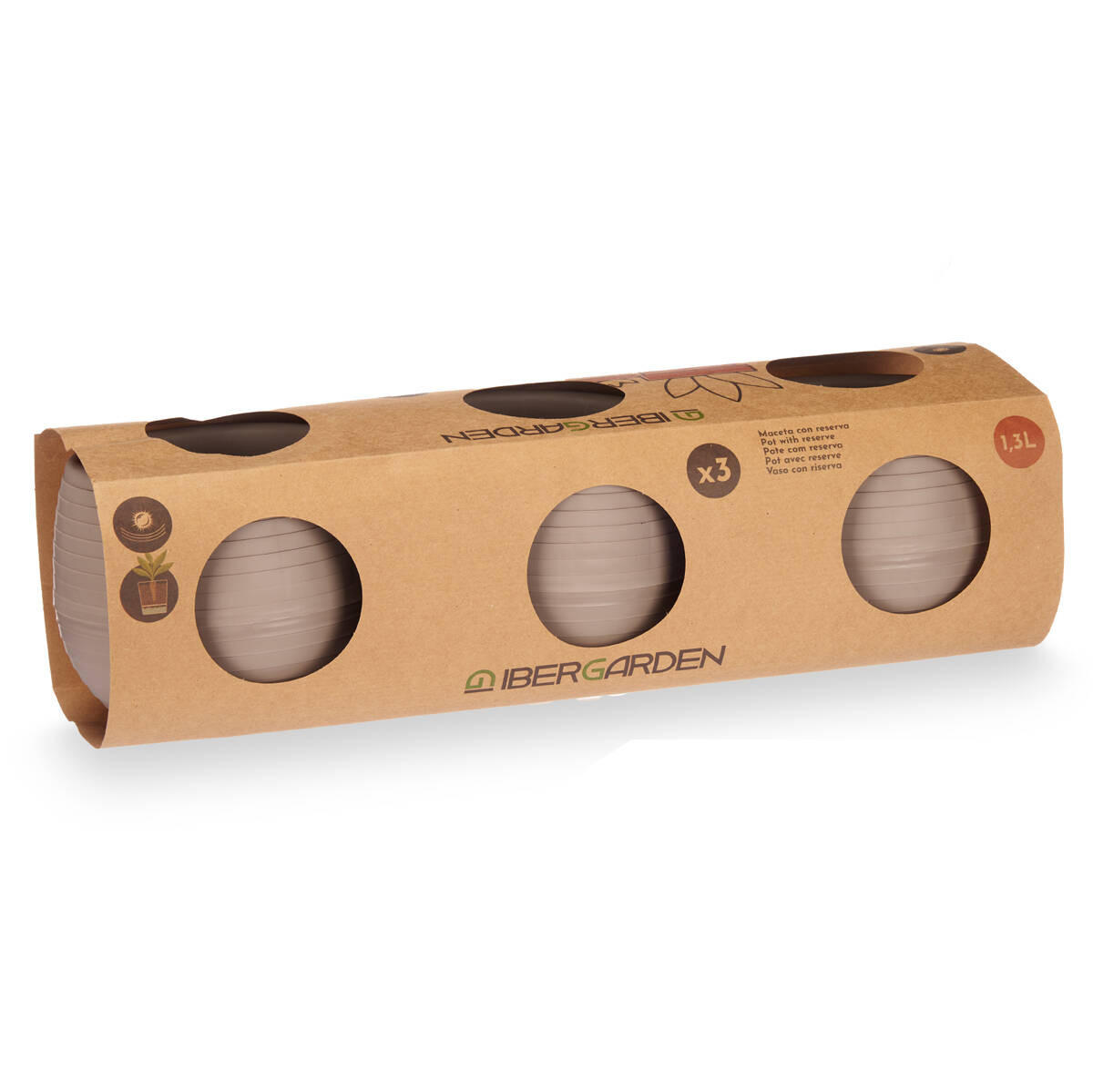 BLUMENTÖPFE Selbstbewässernd Kunststoff 14 cm, 3er-Set - Taupe, Kunststoff (14/14cm)