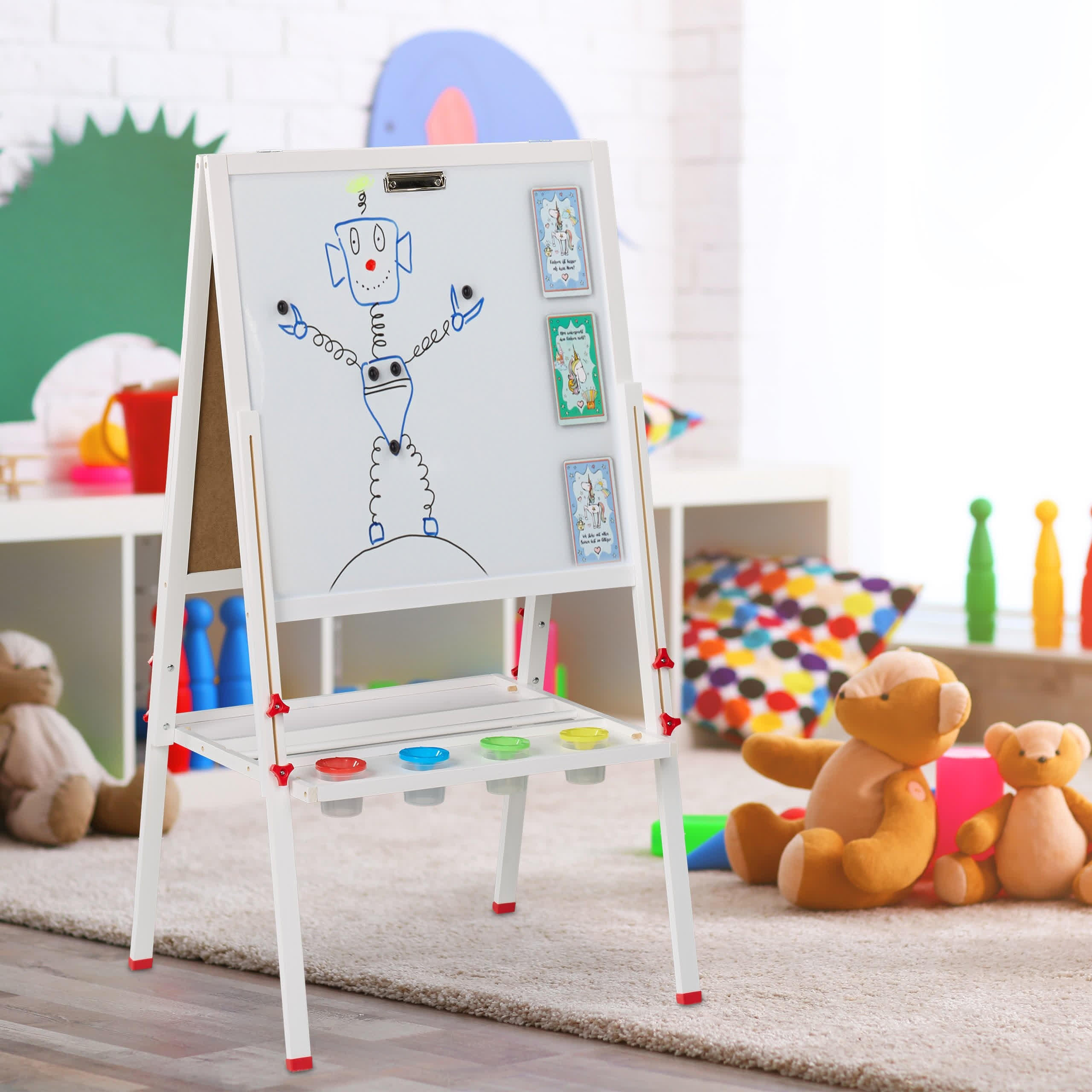 KINDERSTANDTAFEL - Weiß, Holz/Holzwerkstoff (65/160/69cm) - Relaxdays