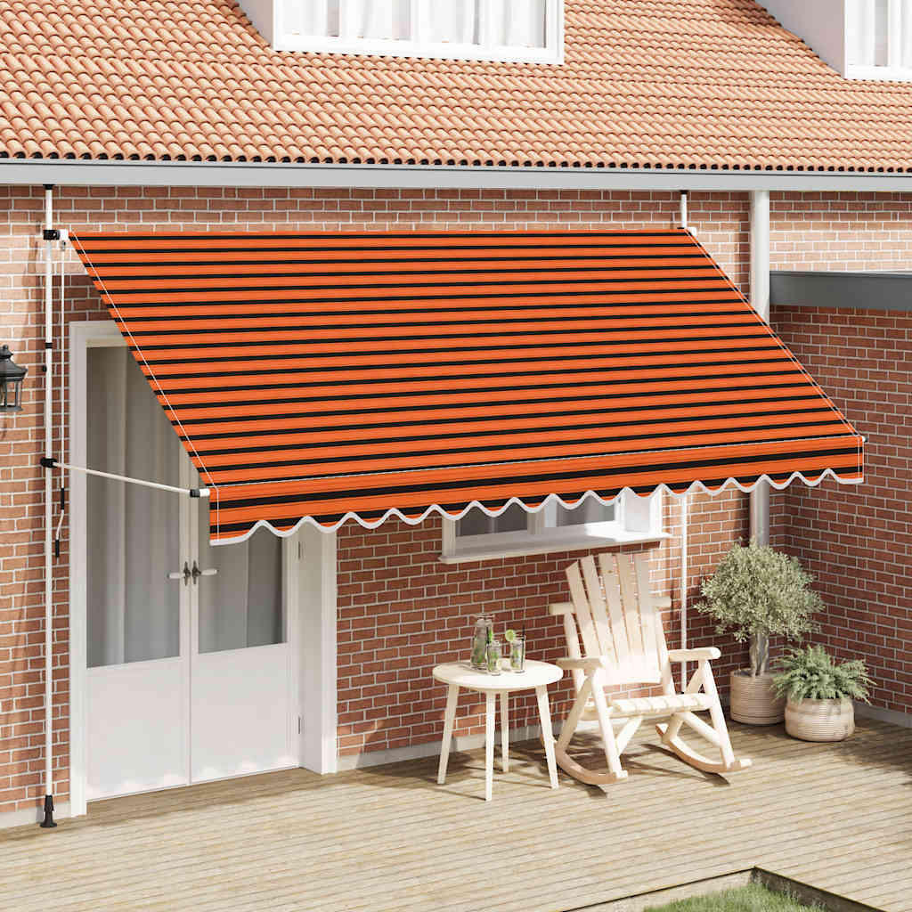 EINZIEHBARE Markise Handbetrieben 400 cm Orange und Braun - Multicolor, Textil (400/1/1cm) - furnicato