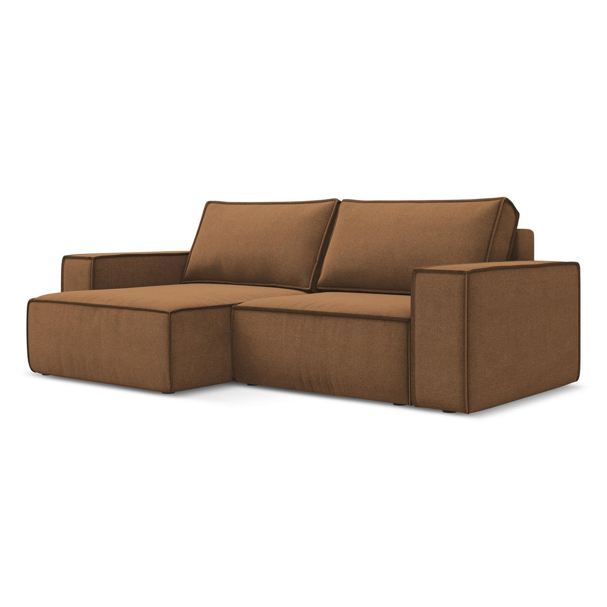 ECKSOFA mit Schlaffunktion Strukturstoff Stoff Orange - Terracotta/Schwarz, Kunststoff/Textil (148/257cm) - LaMiaSofa