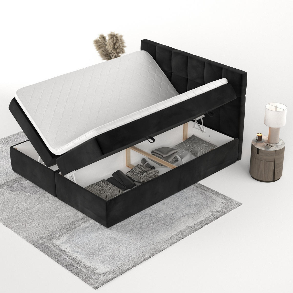 POSTEL BOXSPRING VARENO 180/200 Černá - černá, kov/dřevo (180/200cm) - AltaBeds