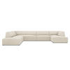 PANORAMASOFA links Ruby aus Cord leichtes beige 7 Sitzplätze - Creme, Textil (273/69/366cm) - Micadoni