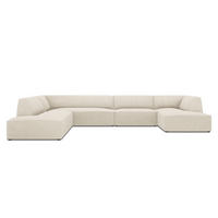 PANORAMASOFA links Ruby aus Cord leichtes beige 7 Sitzplätze - Creme, Textil (273/69/366cm) - Micadoni