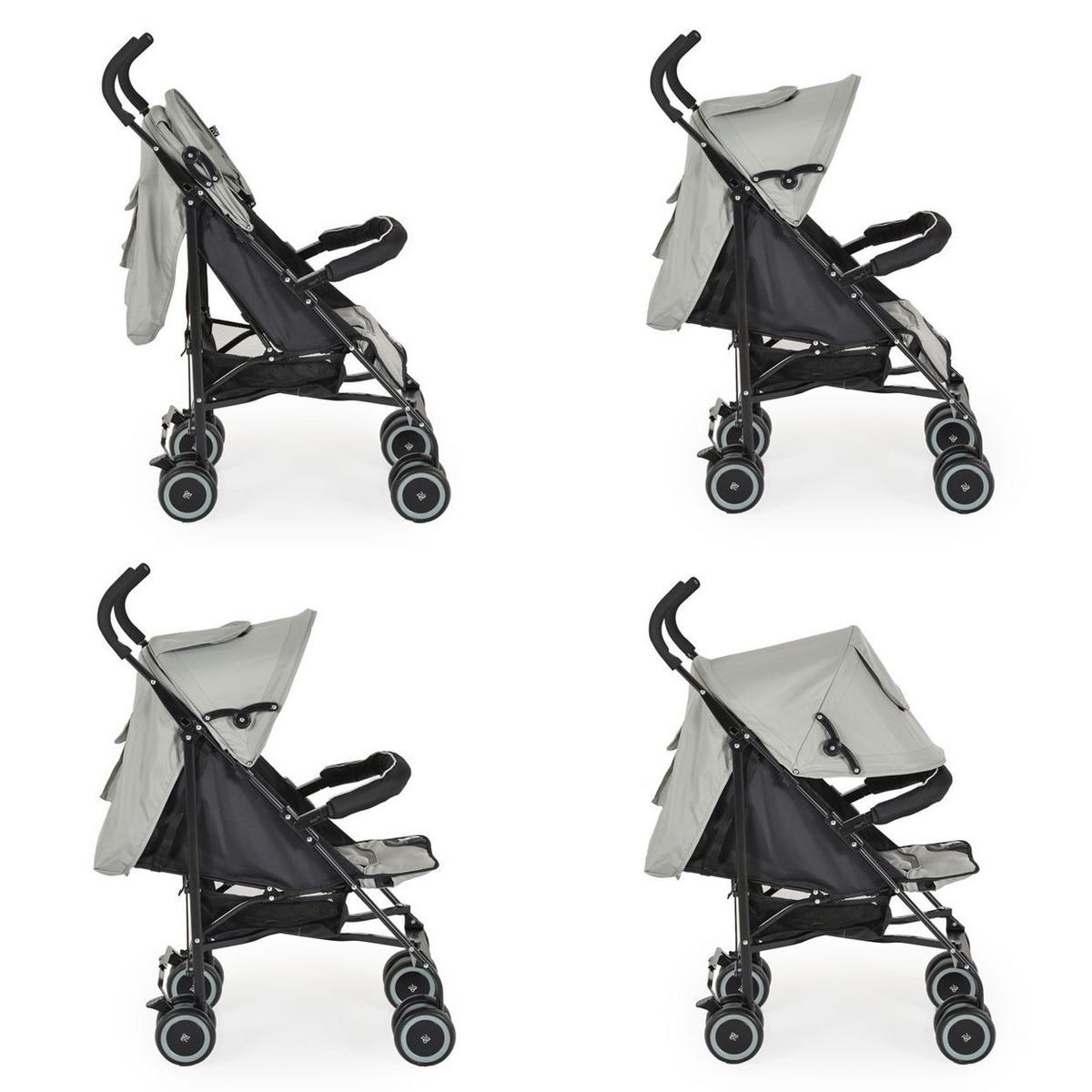 BUGGY Jerry schwarz hellgrün Sonnendach, schwenkbare Vorderräder, EVA-Räder - Greige, Metall (72/47/100cm) - Moni