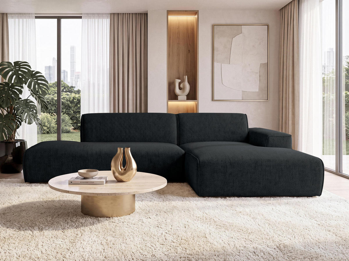 ECKSOFA L Form Didim Duo Dunkelgrau 288/162/80 cm – stilvolle kleine Eckcouch Rechts - Dunkelgrau/Schwarz, Kunststoff/Textil (162/288cm) - AX Living