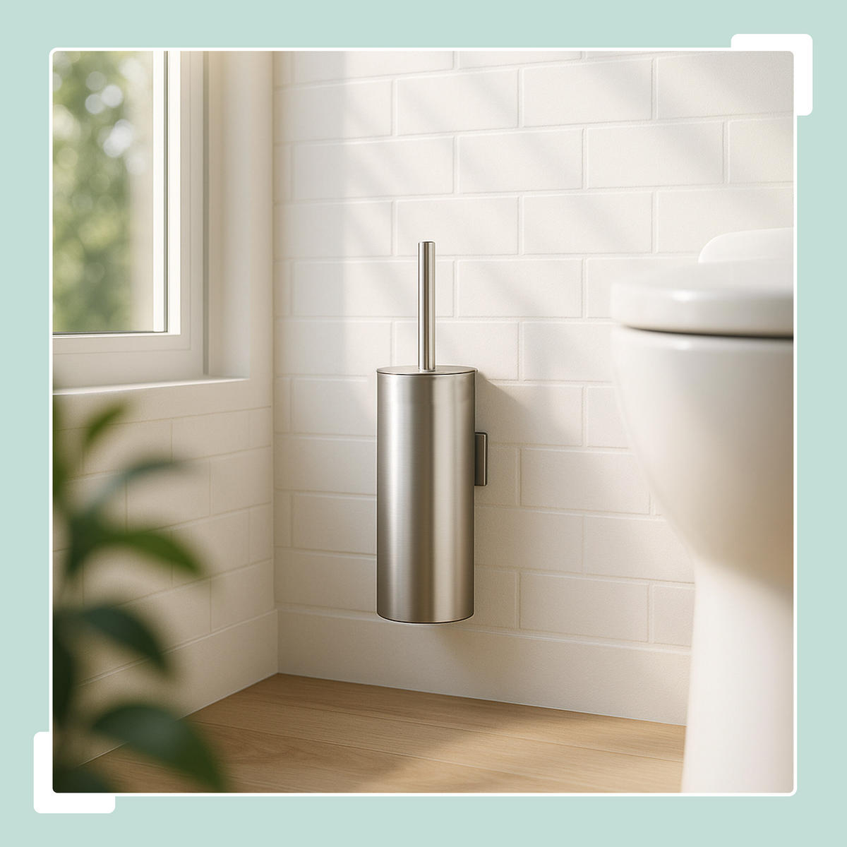 TOALETNA ščetka - srebrne barve, kovina/umetna masa (9/36.5/11cm) - Relaxdays