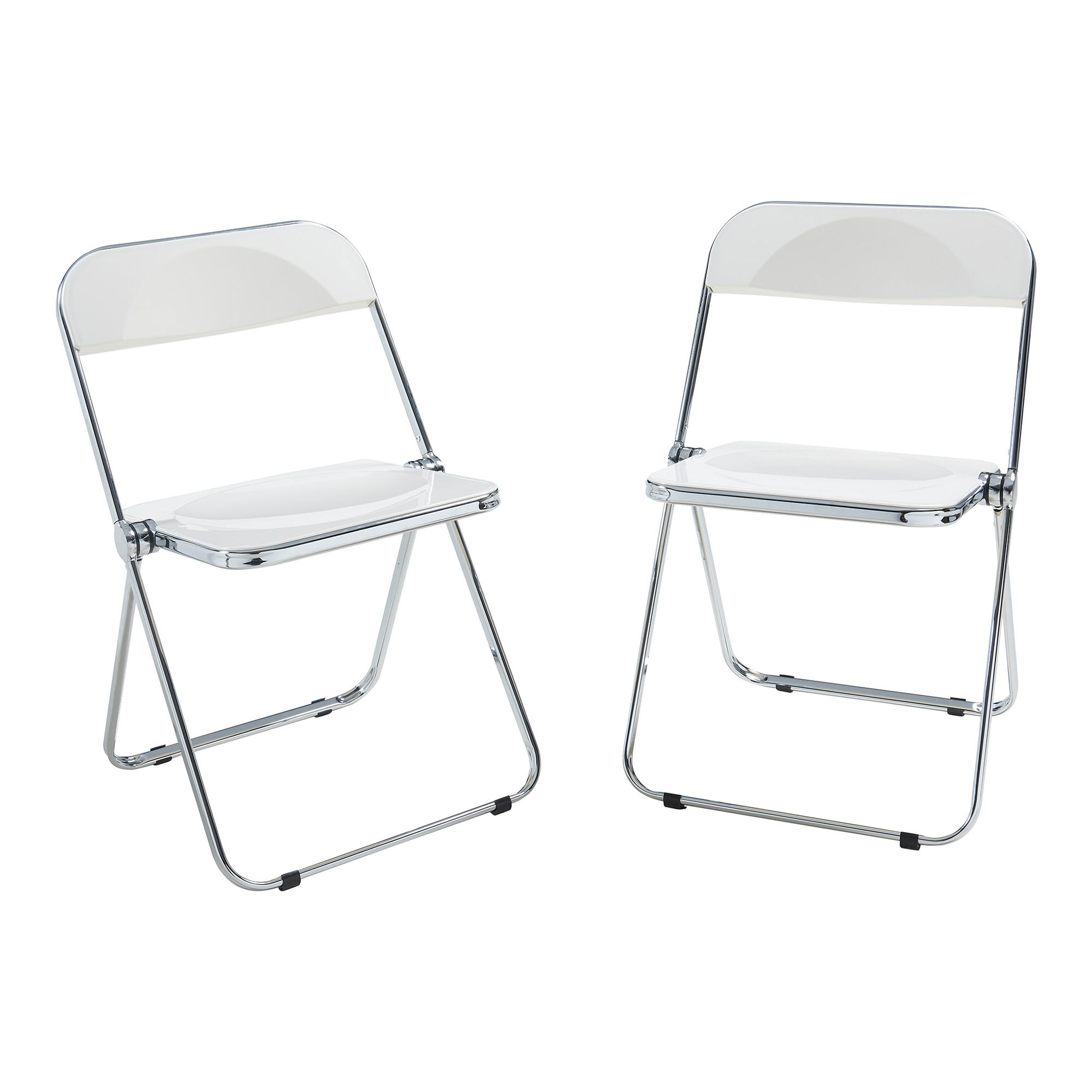KLAPPSTUHL-SET Pornainen 2 TLG. - Weiß, Kunststoff/Metall (46/74/47cm) - [en.casa]