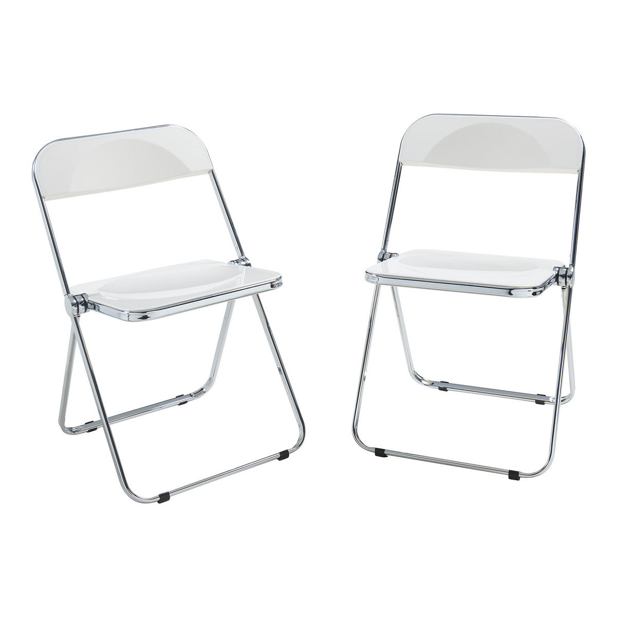 KLAPPSTUHL-SET Pornainen 2 TLG. - Weiß, Kunststoff/Metall (46/74/47cm) - [en.casa]