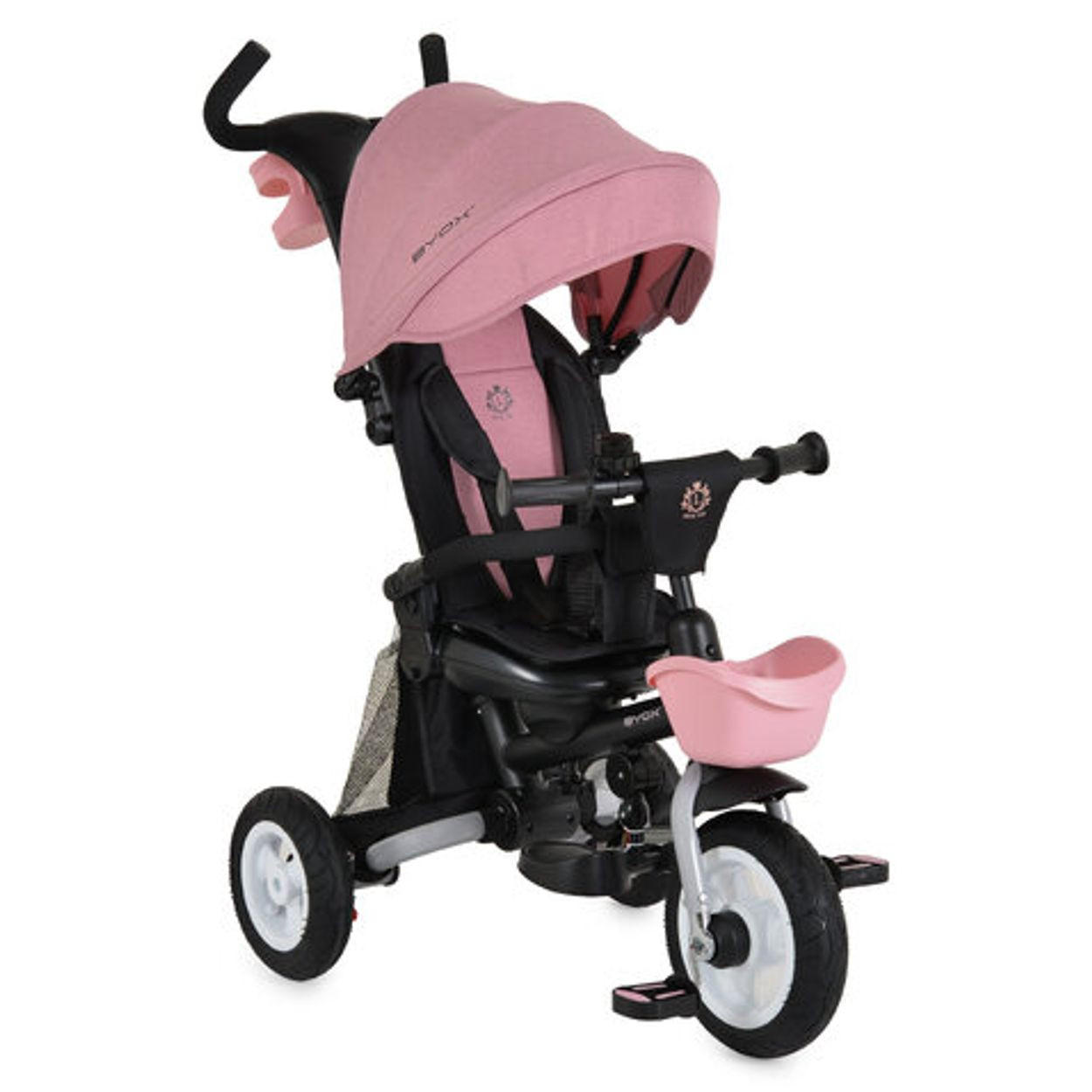 DREIRAD Flexy Lux 3 in 1 rosa pink Gummireifen, 360° drehbarer Sitz, Sonnendach, Getränkehalter - Rosa, Metall (75/52/110cm)