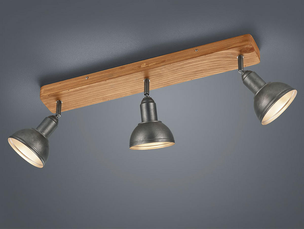 DECKENLEUCHTE Holz Nickel Antik Braun 3-flammig - Braun, Holz (58/11/20cm) - Trio Leuchten