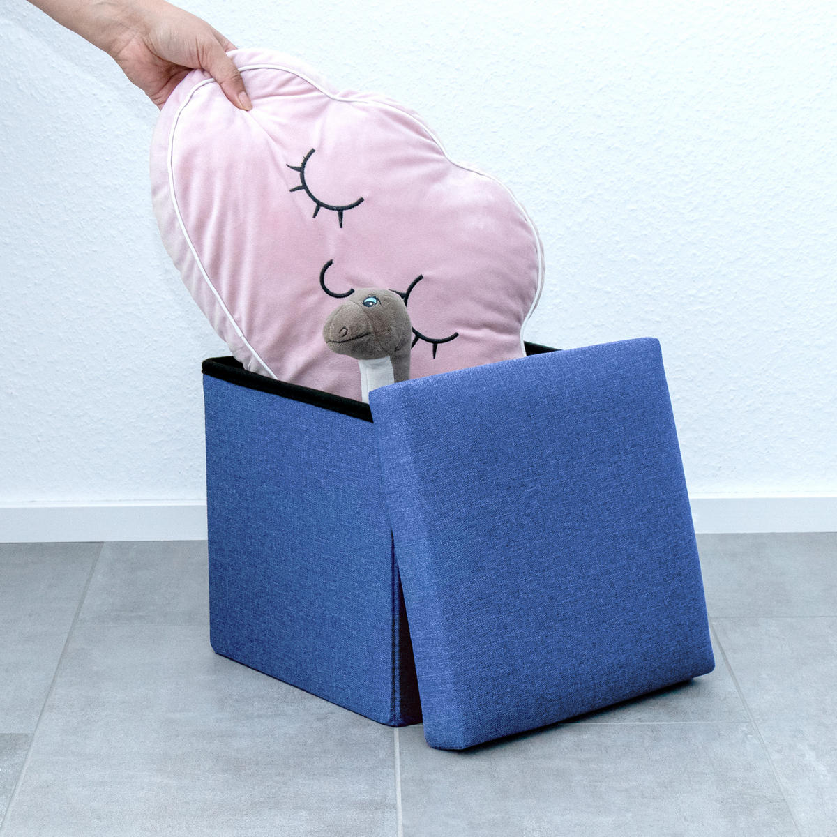 SITZBOX Faltbar 30/30/30 cm (Blau) - Blau, Textil (30/30/30cm) - Intirilife