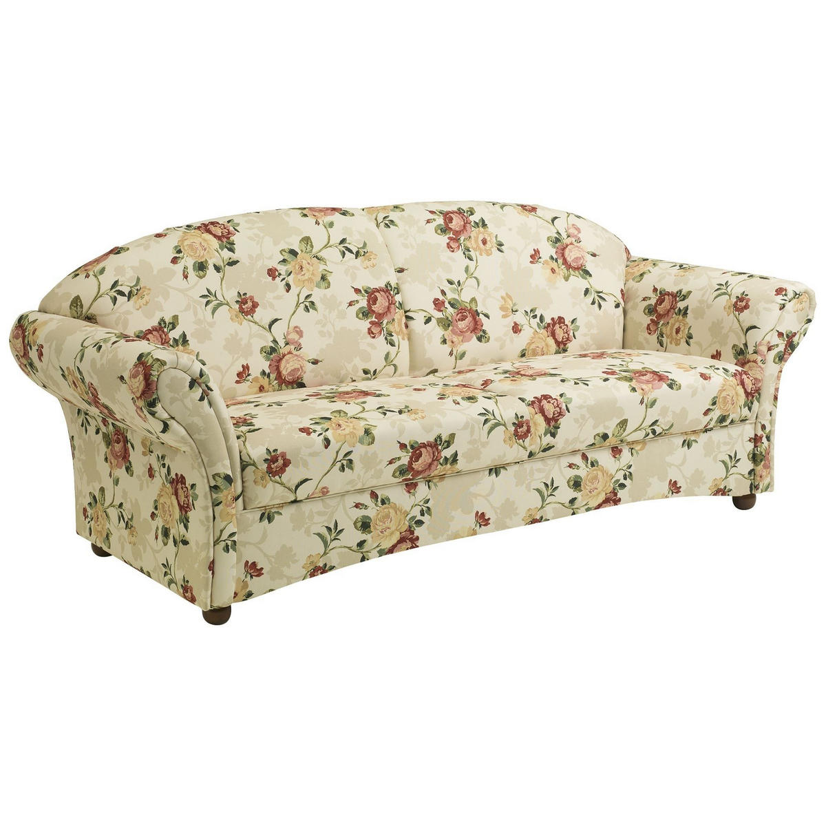 SOFA Landhaus 2,5-Sitzer Kama Bezug Flachgewebe Blumenmuster 1 - Multicolor, Kunststoff (202/85/81cm) - 58aufmkessel
