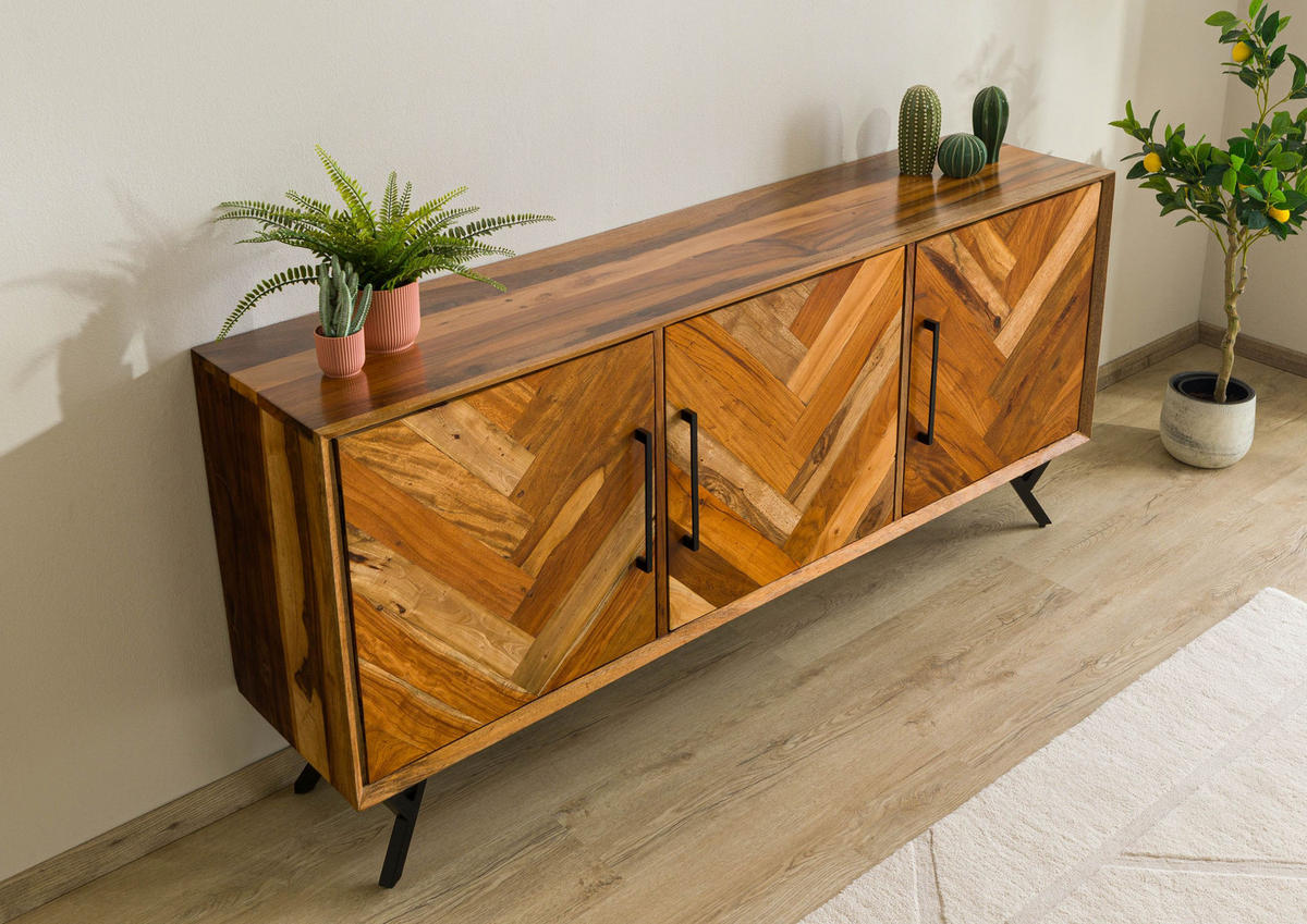 SIDEBOARD Altholz 180x40x81 natur lackiert AVIGNON #135 - Braun, Holz (180/81/40cm) - Massivmoebel24