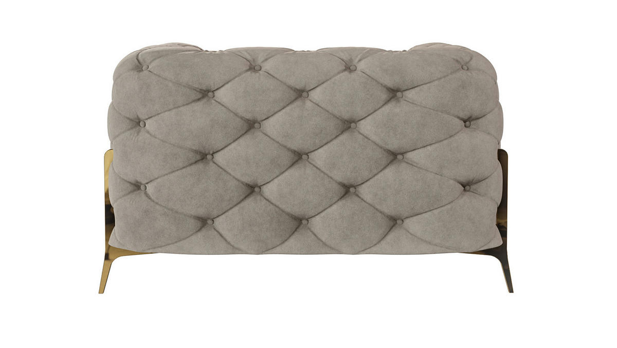 CHESTERFIELD-SESSEL Lexi Dunkle Creme Samt - Goldfarben/Creme, Holz/Textil (125/75/100cm) - S-Style Möbel