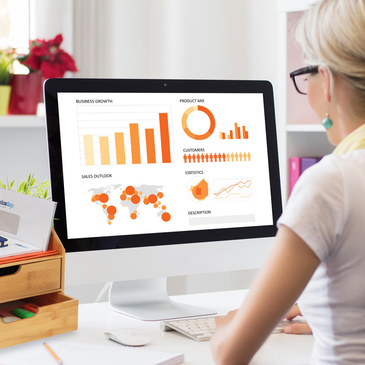 SCHREIBTISCH-ORGANIZER - Hellbraun, Holz (28/36/24cm) - Relaxdays