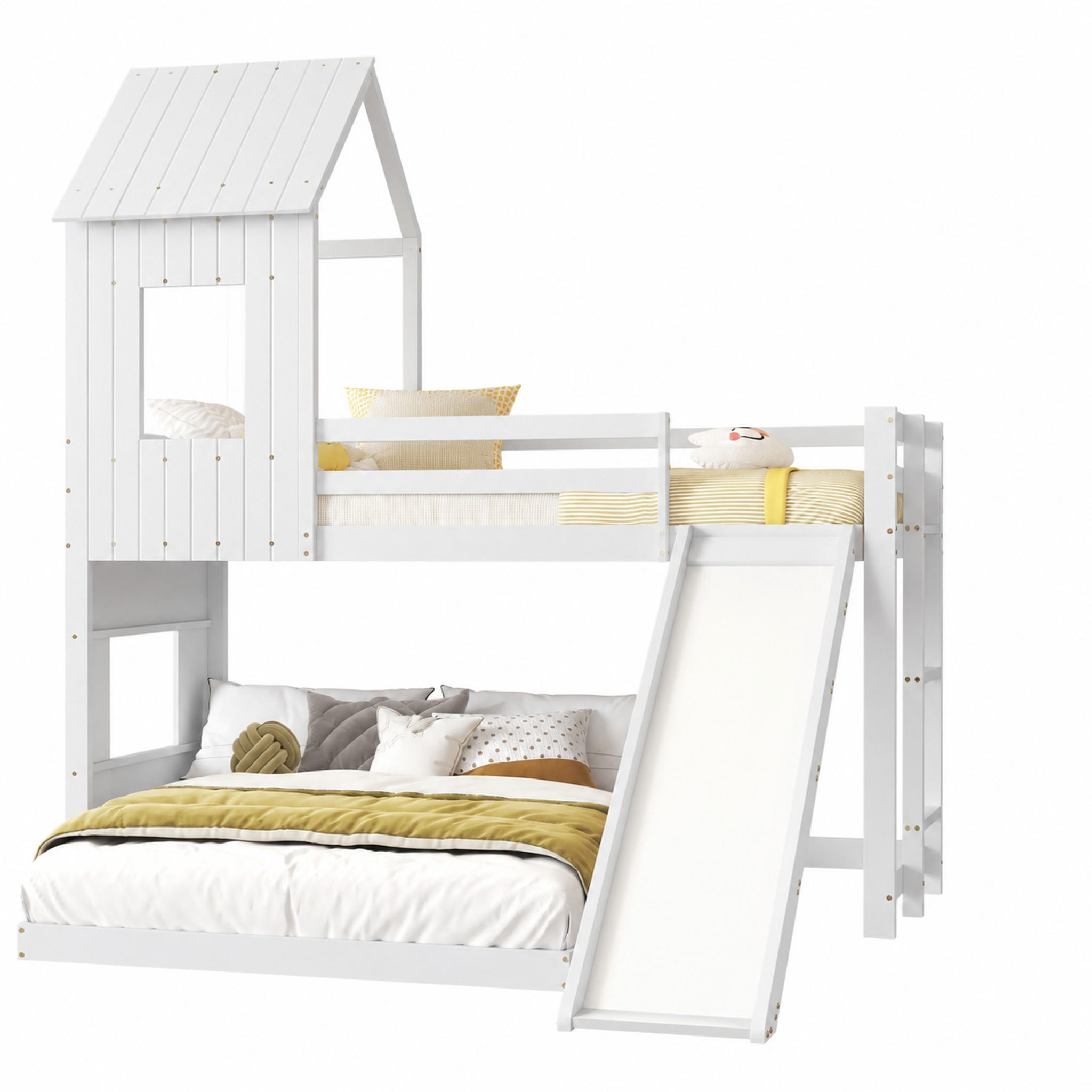ETAGENBETT mit Rutsche 90x200/140x200 cm Weiß - Weiß, Holz (90/200cm) - Meubliv