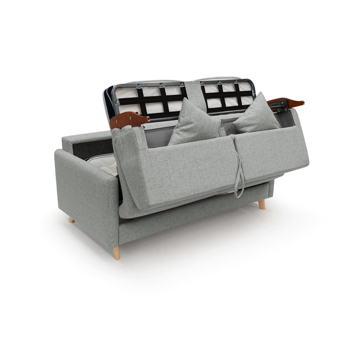 SCHLAFSOFA Edgar - Hellgrau, Textil (160/94/97cm) - Divani.store