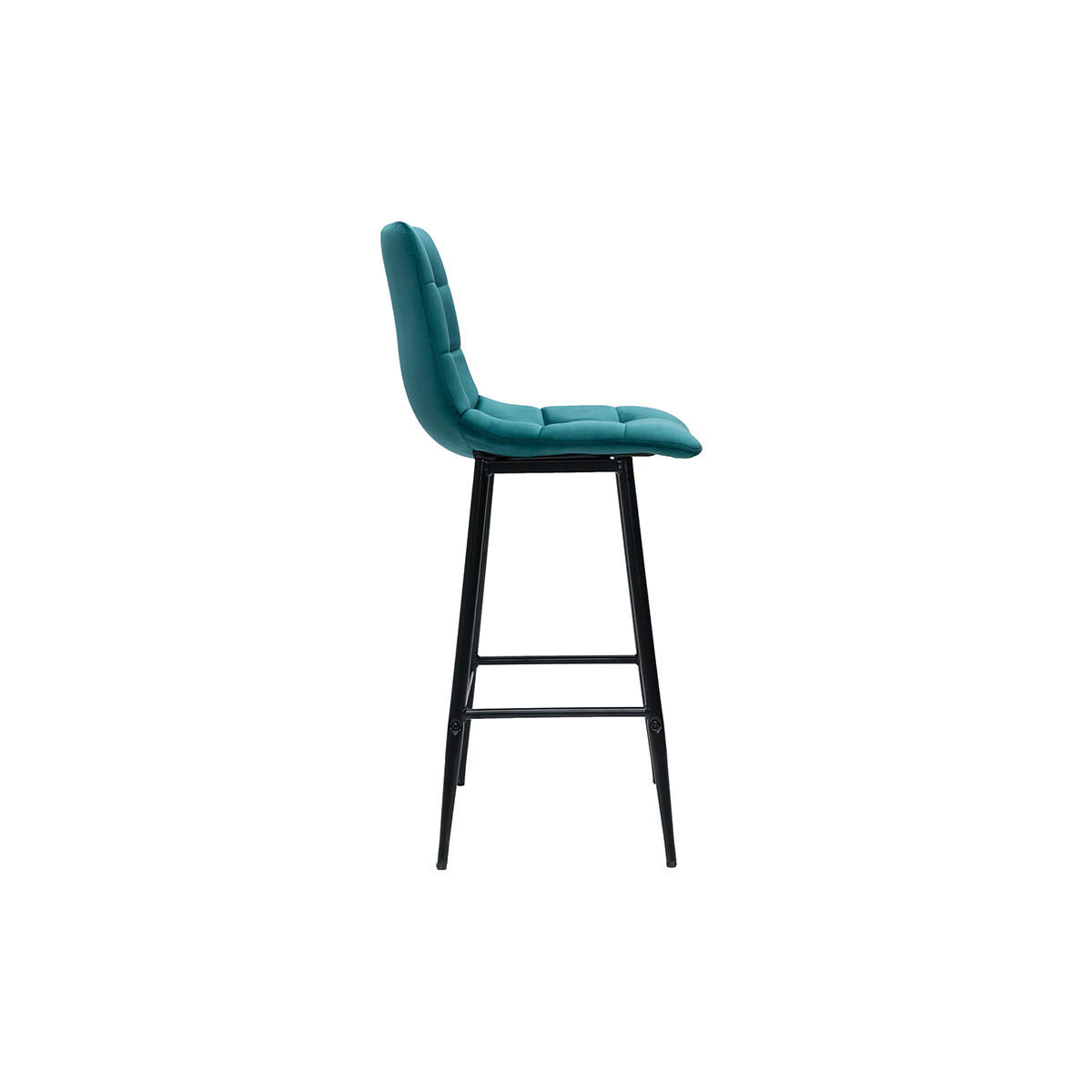 BARHOCKER Samt Petrol H65 cm 2er-Set MAXWELL - Blau, Textil (51/99/50cm) - Miliboo