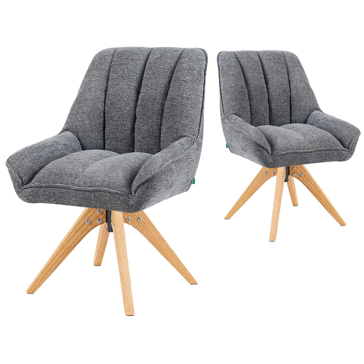 DREHSTUHL Mika-Lio - Honigeiche/Grau, Eichenholz/Holz (60/88/68cm) - DUBI Möbel