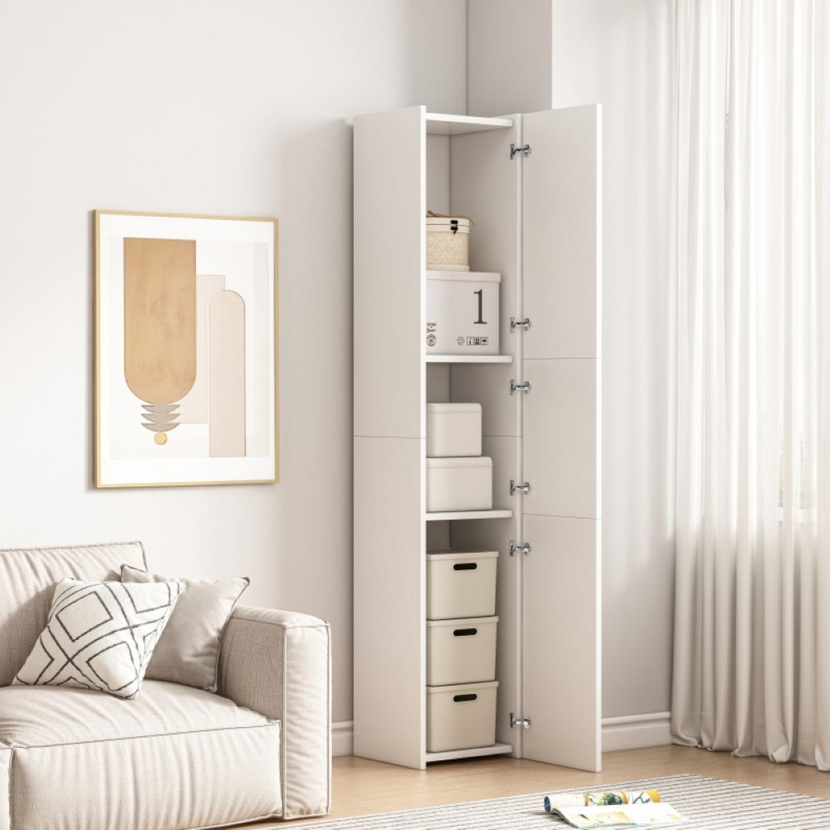 SCHRANK weiß 30/170/30 - Weiß, Holzwerkstoff (30/170/30cm)