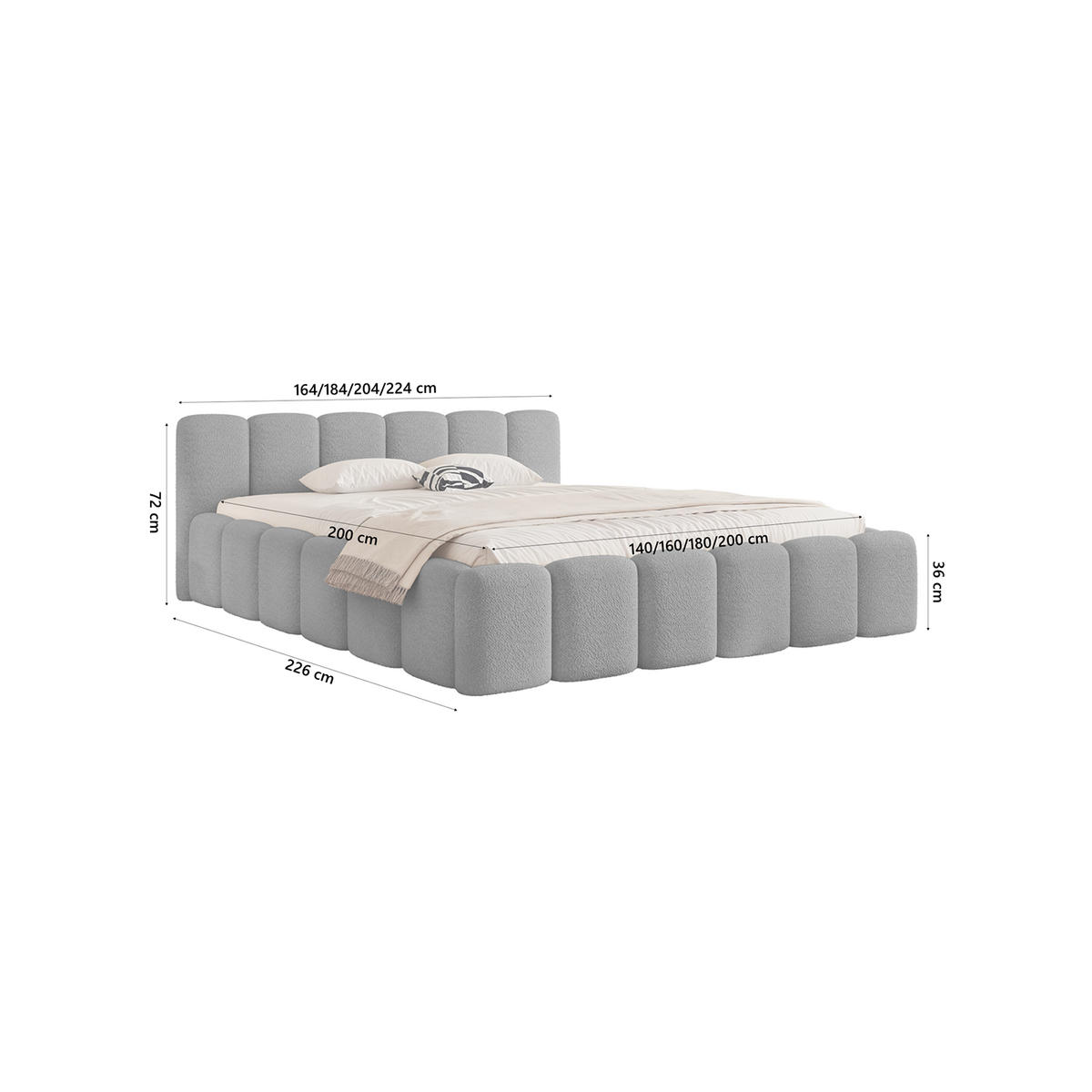 POLSTERBETT MACAPA 140x200 cm, Graphit - Grau, Textil (200/140cm) - Fedve