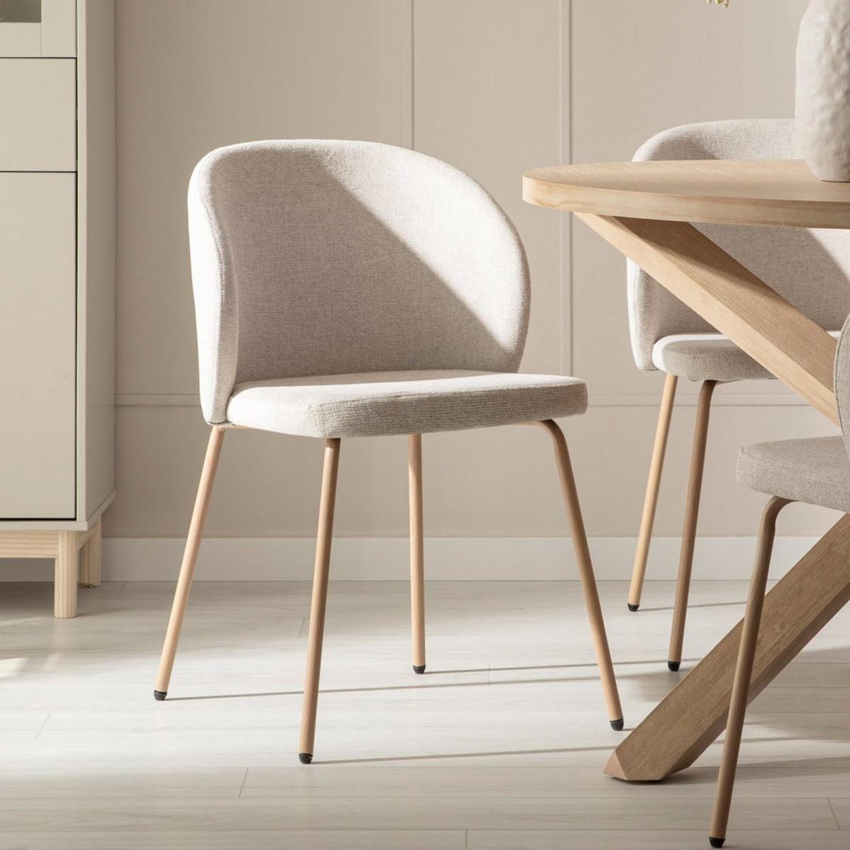 ESSZIMMERSTUHL Norah Beige 49 cm x 80 cm 4er-Set - Beige, Textil (49/80/56cm) - Klast Home