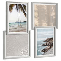 BILDER SET 4er Set - 50x50 cm & 40x60 cm Silberner Rahmen - Sommerlicher Sandstrand mit Meerblick - Silberfarben, Kunststoff (50/50cm) - TULUP